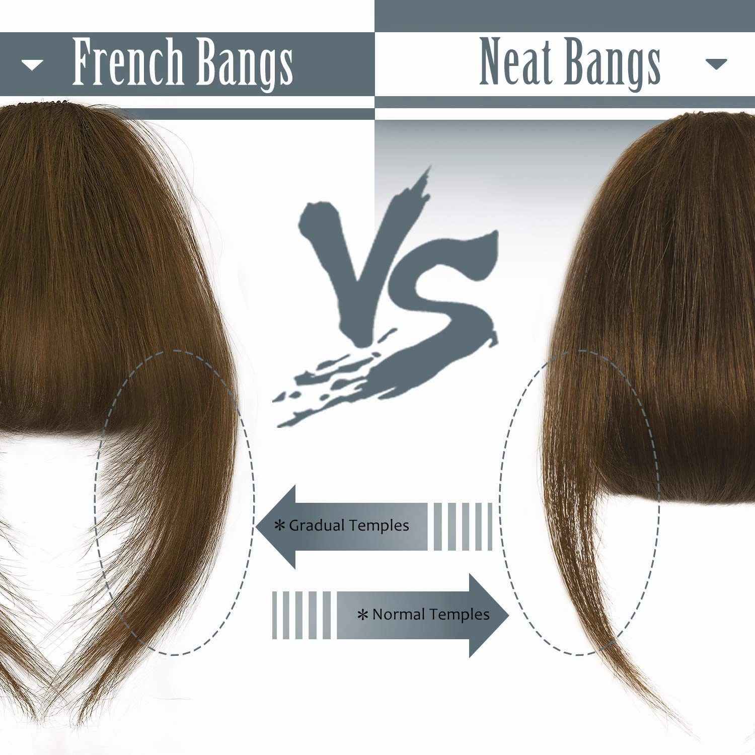 BARSDAR Human Hair Clip in Bangs - 100% Real Human Hair Clip in Bangs for Women - Darker Brown French Bangs Extensions Fringe with Temples Real Hair Bangs Hairpieces - Darker Brown