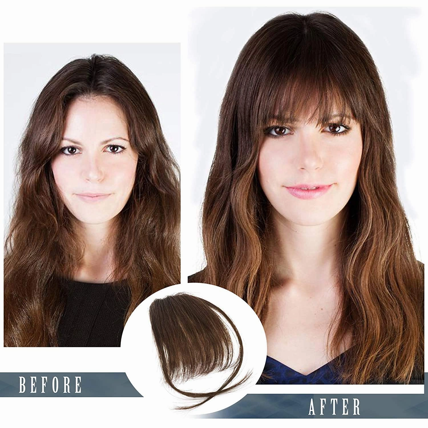 BARSDAR Real Human Hair Clip in Bangs - 100% Human Hair Clip in Bangs for Women - Auburn Wispy Bangs Extensions Fringe with Temples Dyeable Real Hair Bangs Hairpieces - Auburn