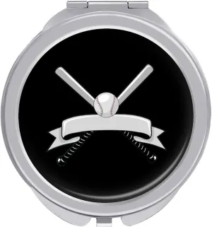 Baseball Logo Travel Makeup Mirror 2-Sided 1x 2X Magnification Portable Mini Mirror for Handbag Purse Pocket