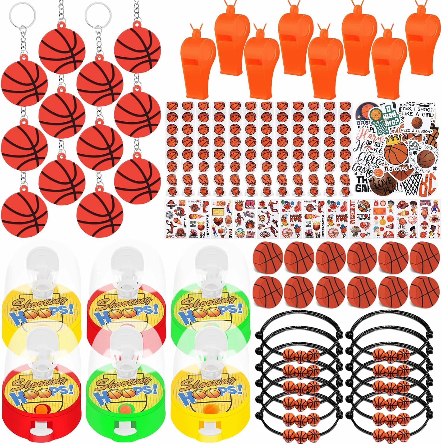 Basketball Party Favors for Kids, 134Pcs Basketball Gifts Party Supplies Mini Basketball Shooting Game Toys Keychains for kids Boy Birthday Party Supplies Classroom Rewards