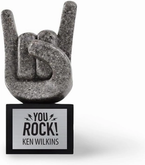 Baudville Custom Engraved Stone Mini Trophy Award - Mini Stone Resin Trophy
