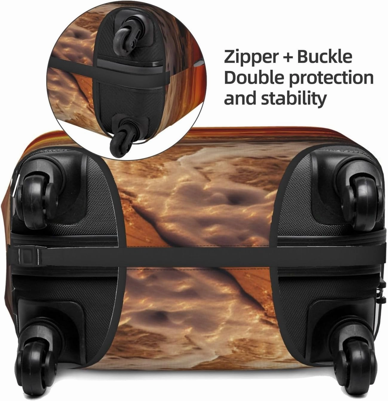 Beach Sunset Travel Luggage Suitcase COVER, Washable Suitcase COVERS Elastic, S - Fits 18-21 inch luggage (No Suitcase)