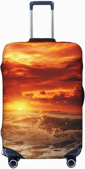 Beach Sunset Travel Luggage Suitcase COVER, Washable Suitcase COVERS Elastic, S - Fits 18-21 inch luggage (No Suitcase)
