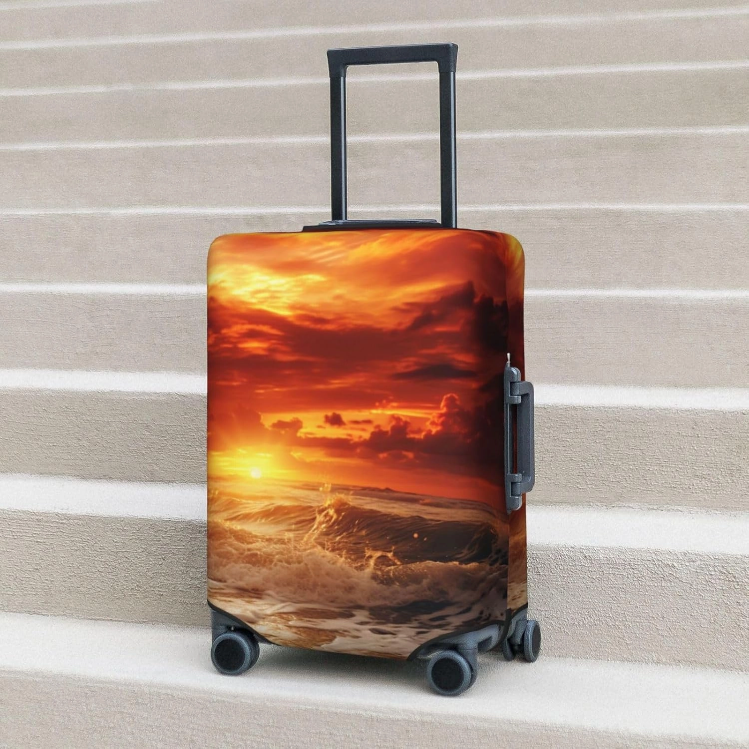 Beach Sunset Travel Luggage Suitcase COVER, Washable Suitcase COVERS Elastic, S - Fits 18-21 inch luggage (No Suitcase)