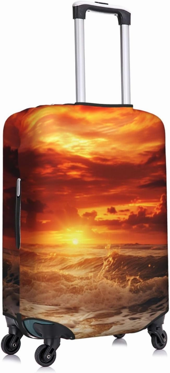 Beach Sunset Travel Luggage Suitcase COVER, Washable Suitcase COVERS Elastic, S - Fits 18-21 inch luggage (No Suitcase)