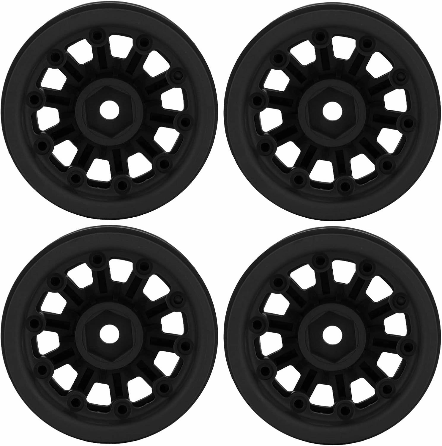 Beadlock Wheel Rim, 1.9 Inch Reusable RC Wheel Rim for 1/10 RC Car (Black)