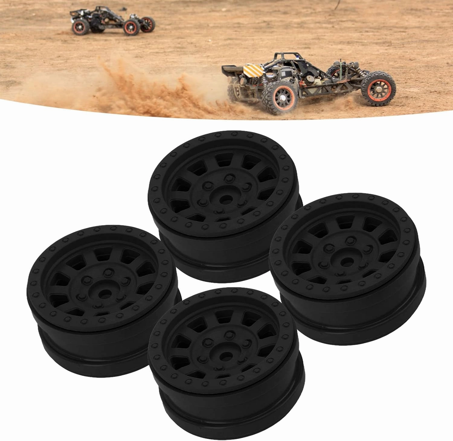 Beadlock Wheel Rim, 1.9 Inch Reusable RC Wheel Rim for 1/10 RC Car (Black)