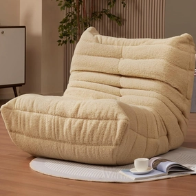 Bean Bag Chairs for Adults Giant Bean Bag Chair Memory Foam BeanBag Chair Big Bean Bag Sofa with Filler Faux Fur Fireside Beanbags Lazy Sofa for Living Room Bedroom Dorm Office (Khaki Teddy)