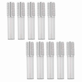 Beaupretty Makeup Lip Gloss 10pcs Pearl Gloss Wand Tubes 5ml Bling Crystal Empty Lip Gloss Containers Clear Refillable Balm Bottles Dispenser For Travel Business Travel Container