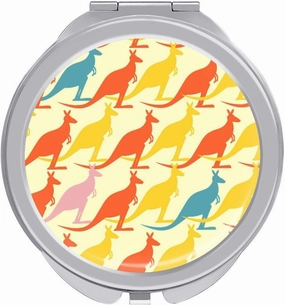 Beautiful Kangaroos Pattren Travel Makeup Mirror 2-Sided 1x 2X Magnification Portable Mini Mirror for Handbag Purse Pocket
