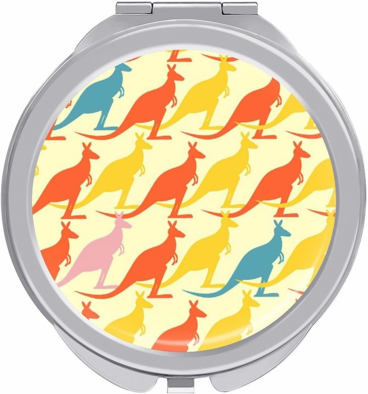 Beautiful Kangaroos Pattren Travel Makeup Mirror 2-Sided 1x 2X Magnification Portable Mini Mirror for Handbag Purse Pocket