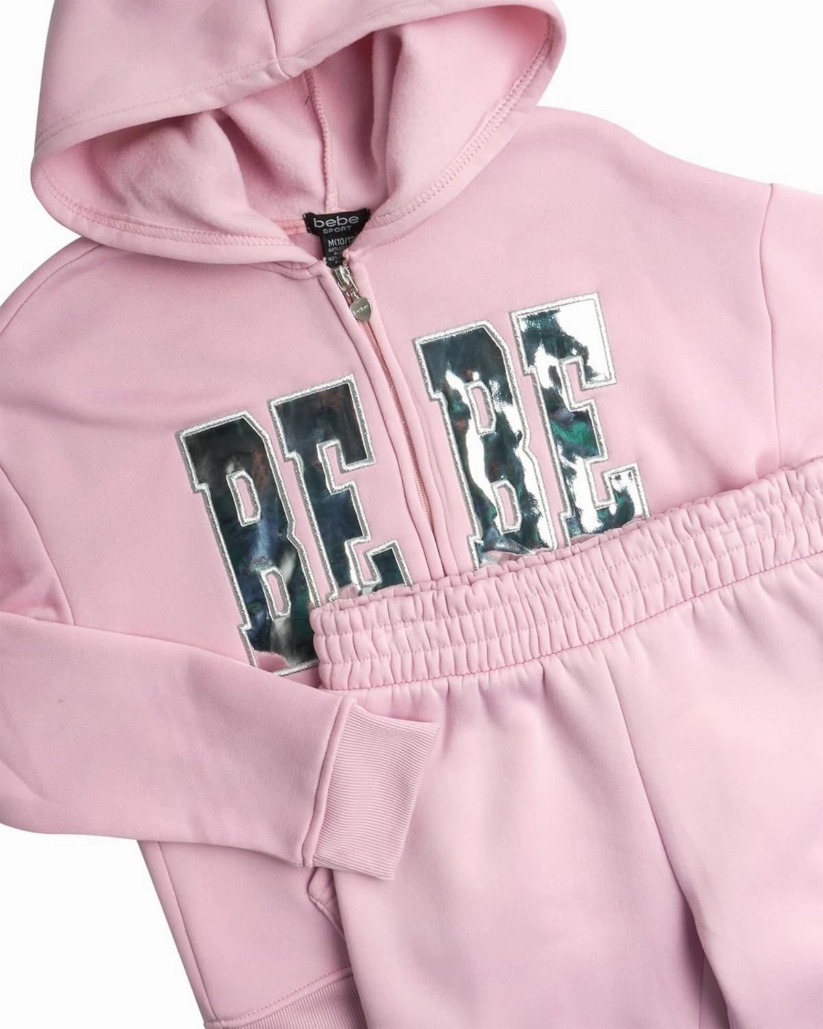 bebe Girls' Sweatsuit Set - 2 Piece Soft Fleece Full Zip Up Hoodie and Cargo Pants Set for Girls (7-12)