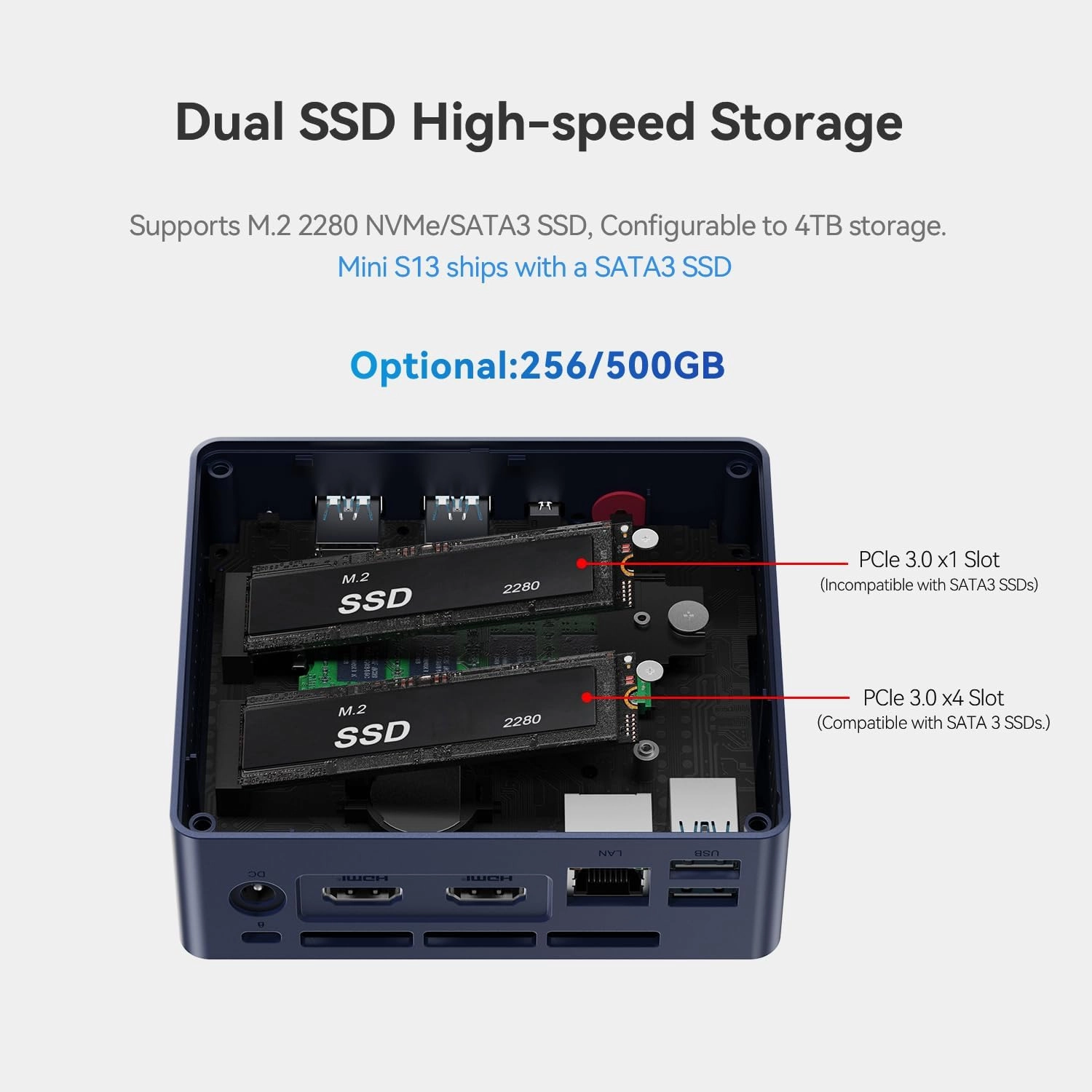 Beelink MINIS13 PRO Mini PC with Processor N150,16G DDR4 500G SSD Mini Desktop Computer, WiFi6, 1000M LAN, BT5.2 Dual HDMI Business Mini Computer