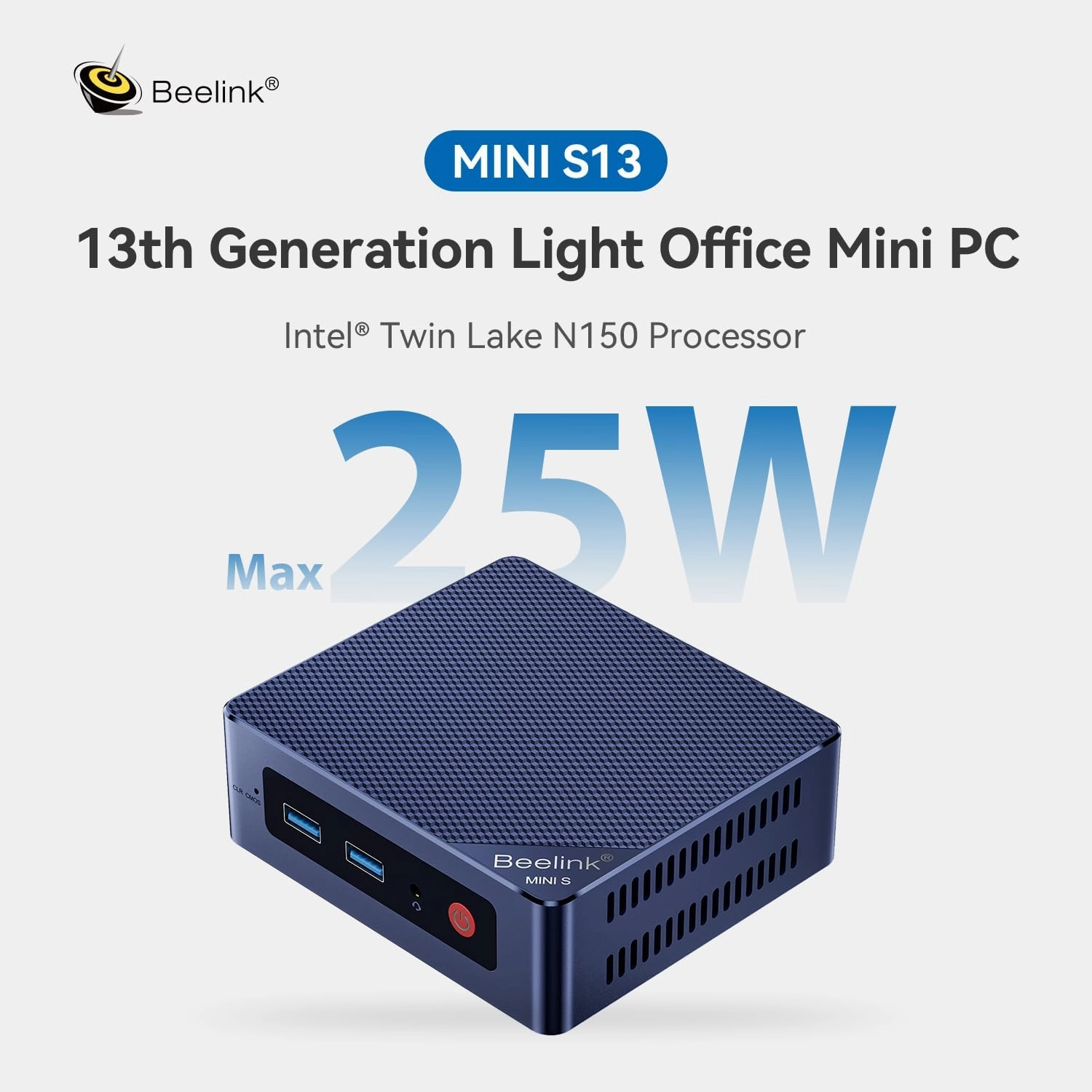 Beelink MINIS13 PRO Mini PC with Processor N150,16G DDR4 500G SSD Mini Desktop Computer, WiFi6, 1000M LAN, BT5.2 Dual HDMI Business Mini Computer