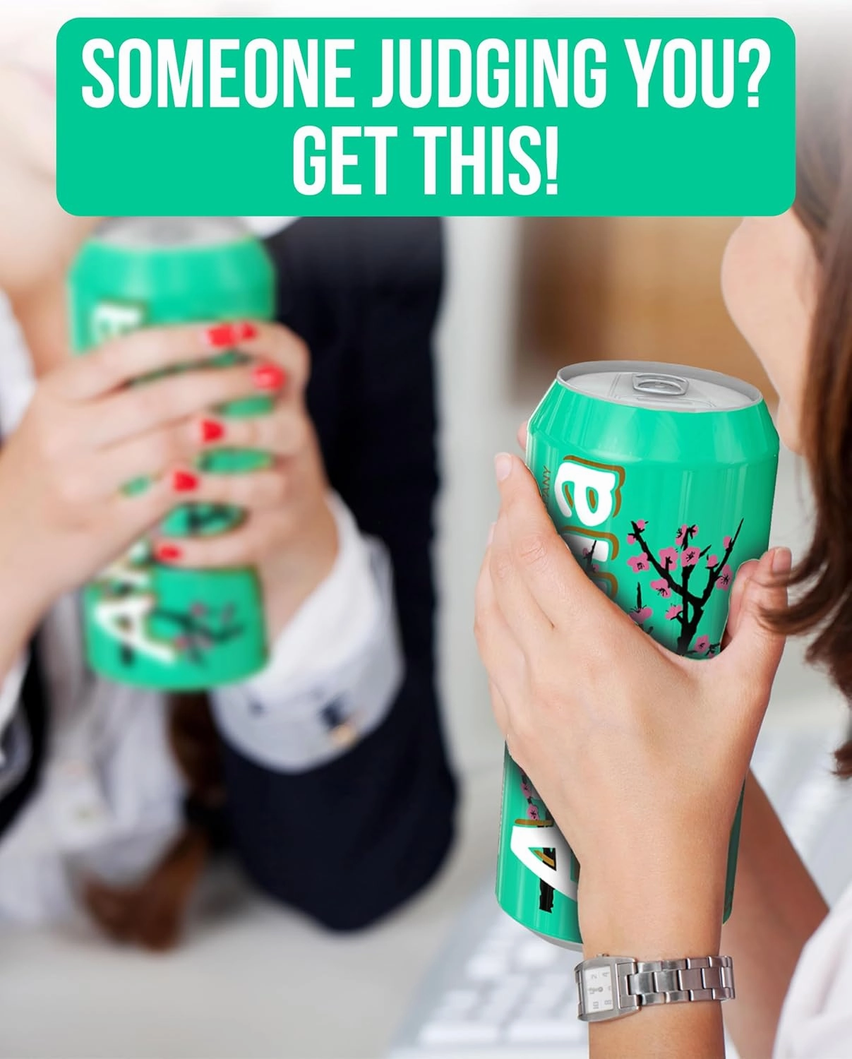 BeerSkin Skywin Silicone Can Sleeve- 3 Pack 24 oz (710ml), Silicone Can Cover, Soda Can Sleeve, Hides Can by Disguising as a Can of Soda (Green Tea)