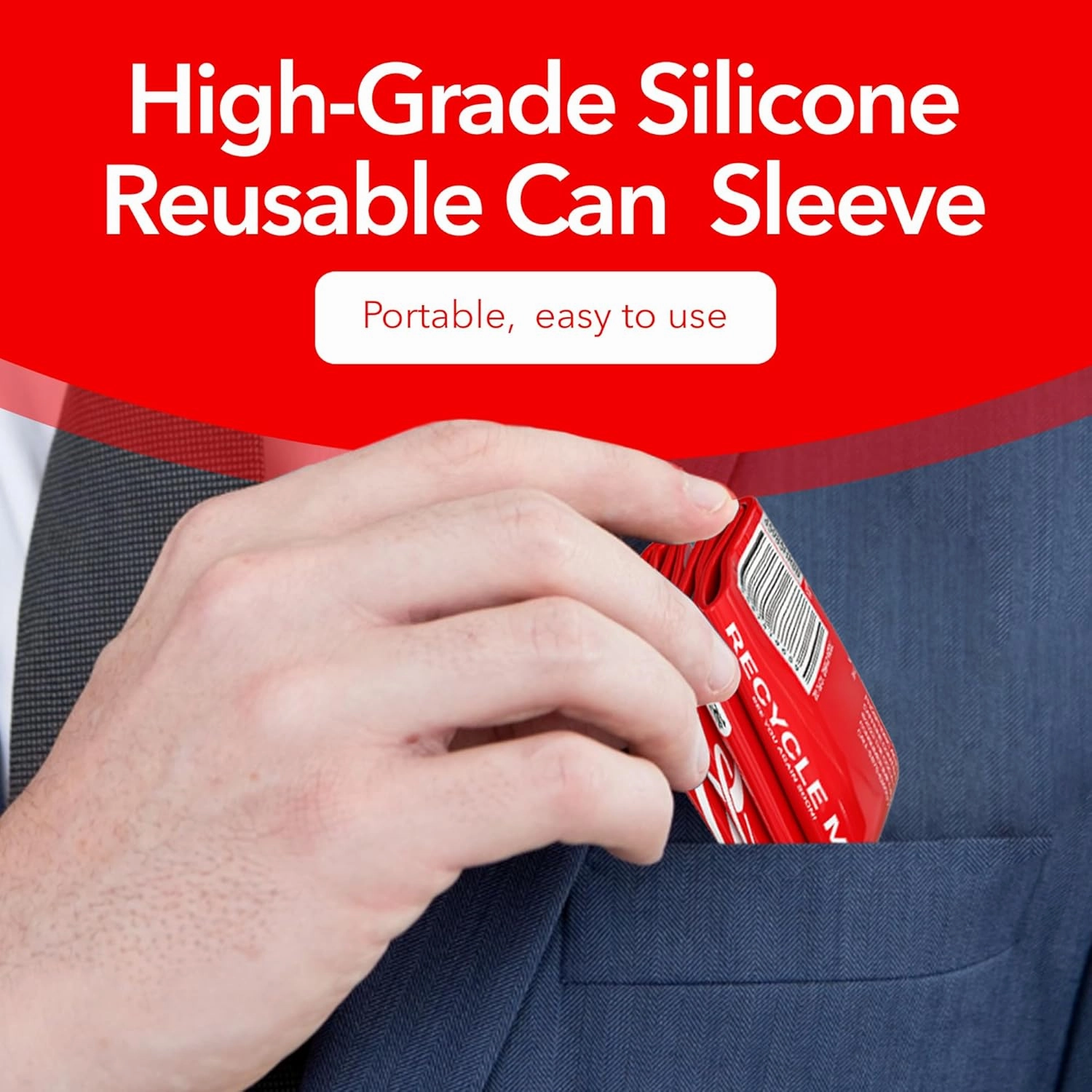 BeerSkin Skywin Silicone Cover Red-3 Pack 12oz (355ml), Sleeve for Soda, Hides and Disguises as a Can of Soda (Horizontal)
