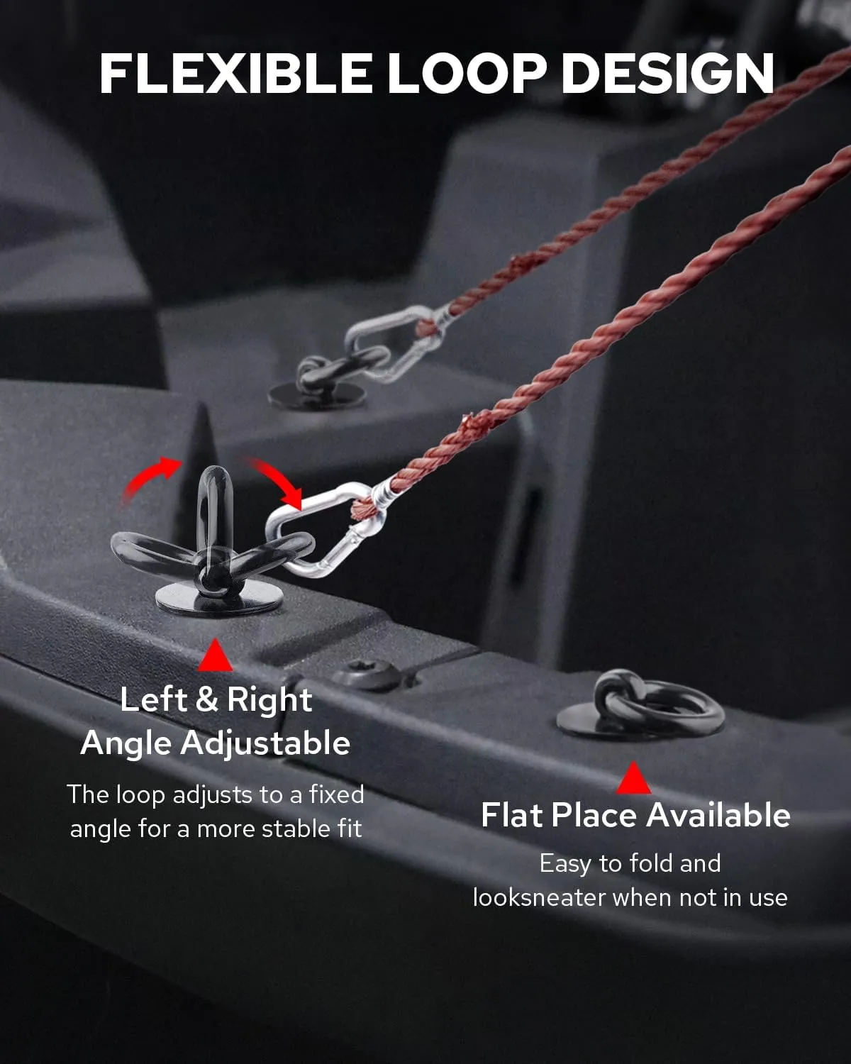 Benlari Tie Down Anchors 1 Inch ATV Flexible Loop Bed Lock and Ride Iron Ruber Fit for Polaris RZR Sportsman Ace 2013-2025 Orange