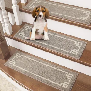 BEQHAUSE Stair Treads for Wooden Steps Non Slip Washable Carpet Stair Treads with Reusable Residue Free Backing Soft Polyester Stair Rugs Indoor for Kids Elders and Dogs 9”x28”,4pcs,Taupe