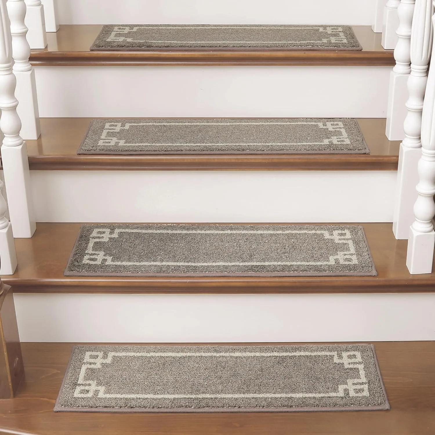 BEQHAUSE Stair Treads for Wooden Steps Non Slip Washable Carpet Stair Treads with Reusable Residue Free Backing Soft Polyester Stair Rugs Indoor for Kids Elders and Dogs 9”x28”,4pcs,Taupe