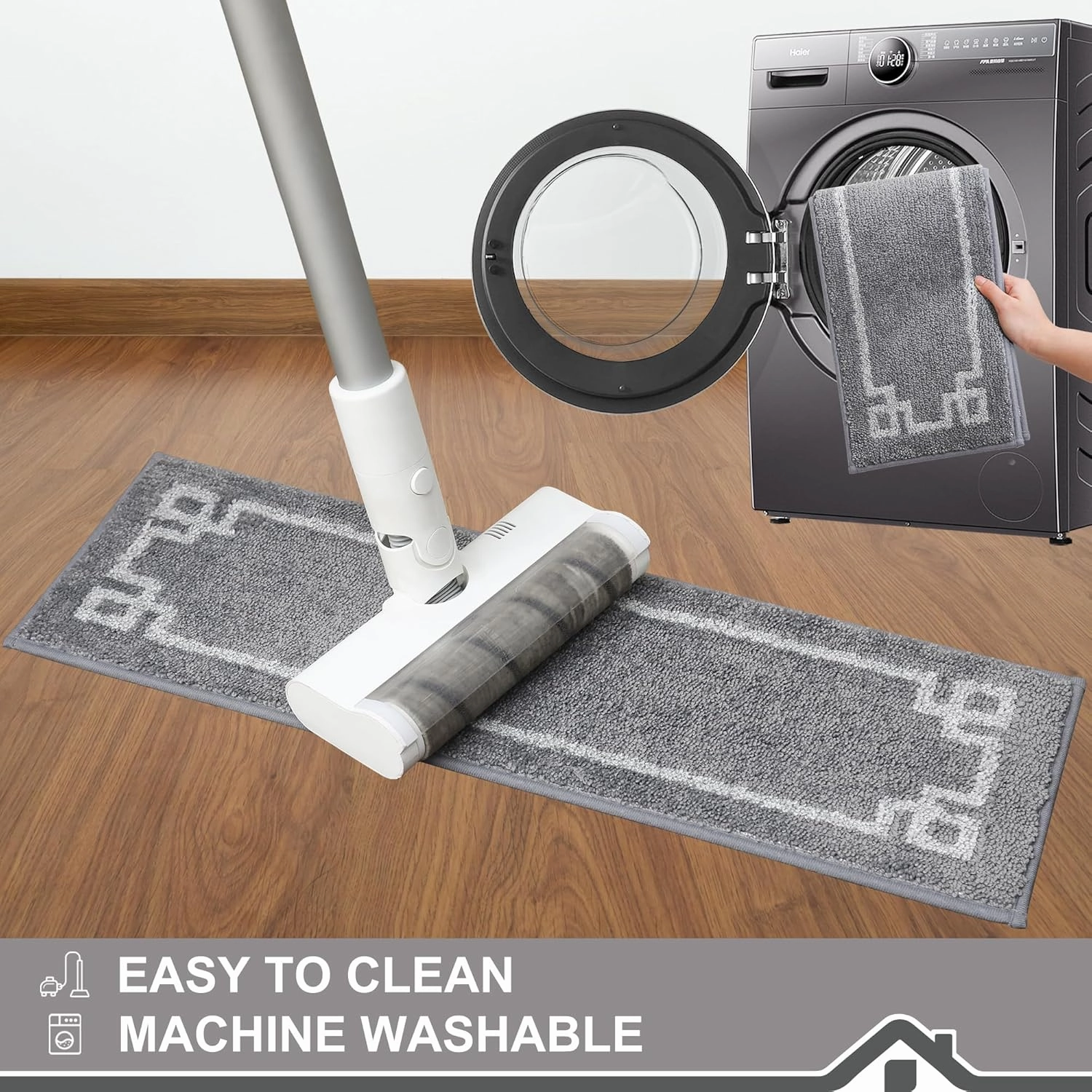 BEQHAUSE Stair Treads for Wooden Steps Non Slip Washable Carpet Stair Treads with Reusable Residue Free Backing Soft Polyester Stair Runners Indoor for Kids Elders and Dogs 9”x28”,4pcs,Grey