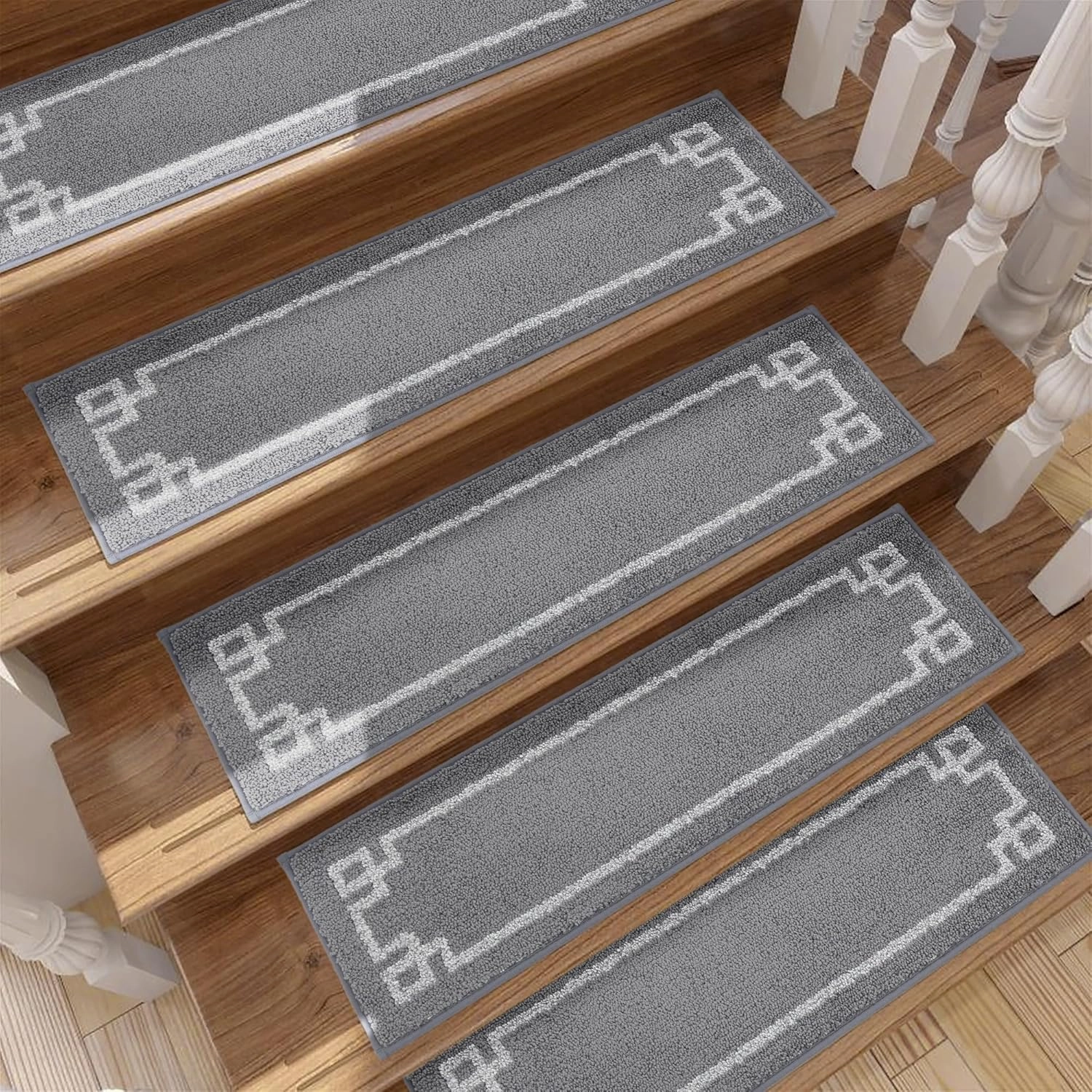 BEQHAUSE Stair Treads for Wooden Steps Non Slip Washable Carpet Stair Treads with Reusable Residue Free Backing Soft Polyester Stair Runners Indoor for Kids Elders and Dogs 9”x28”,4pcs,Grey