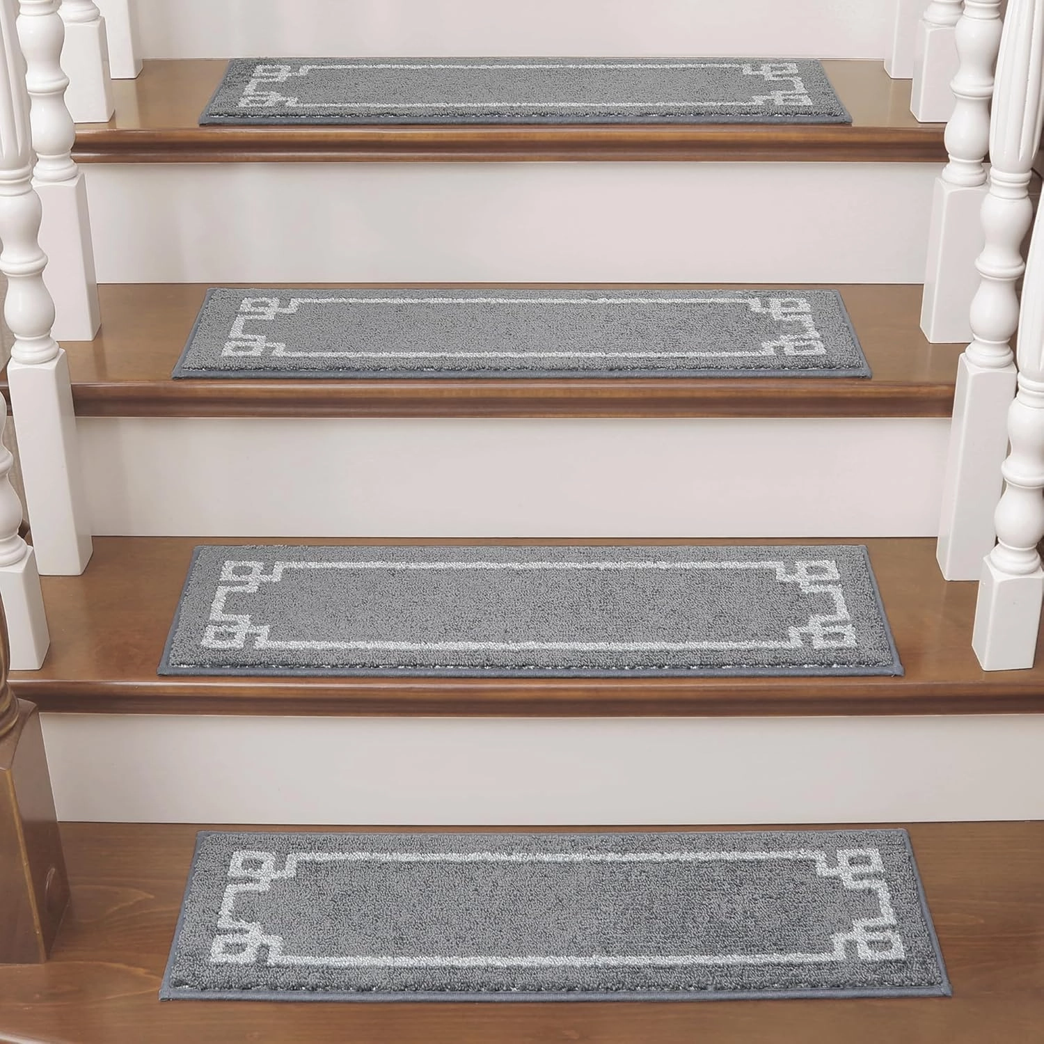BEQHAUSE Stair Treads for Wooden Steps Non Slip Washable Carpet Stair Treads with Reusable Residue Free Backing Soft Polyester Stair Runners Indoor for Kids Elders and Dogs 9”x28”,4pcs,Grey