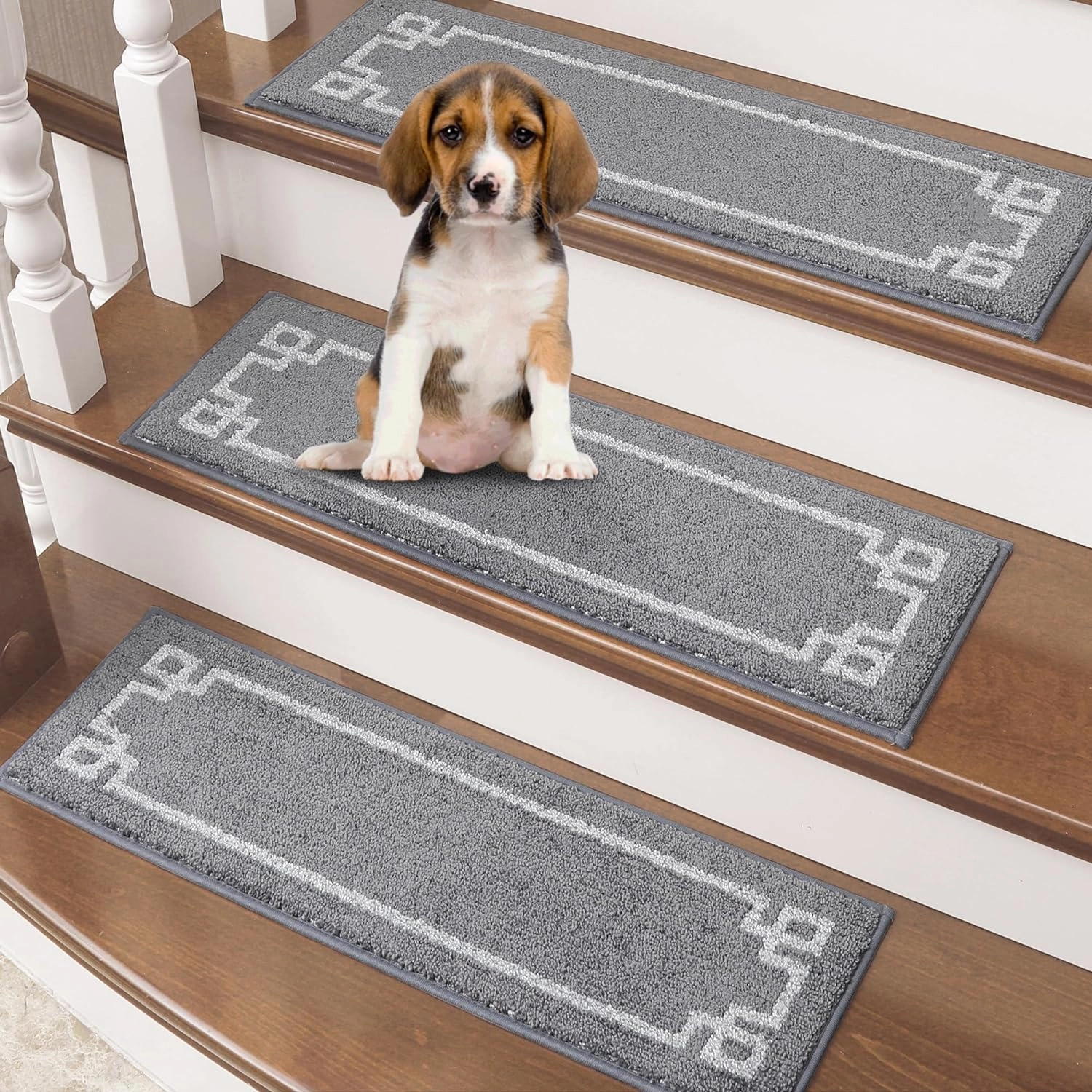 BEQHAUSE Stair Treads for Wooden Steps Non Slip Washable Carpet Stair Treads with Reusable Residue Free Backing Soft Polyester Stair Runners Indoor for Kids Elders and Dogs 9”x28”,4pcs,Grey