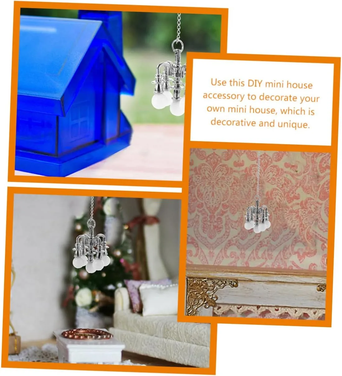 BESPORTBLE 2sets Miniature Living Room Decor Miniature Ceiling Lamp Doll House Chandelier 2pcs*2