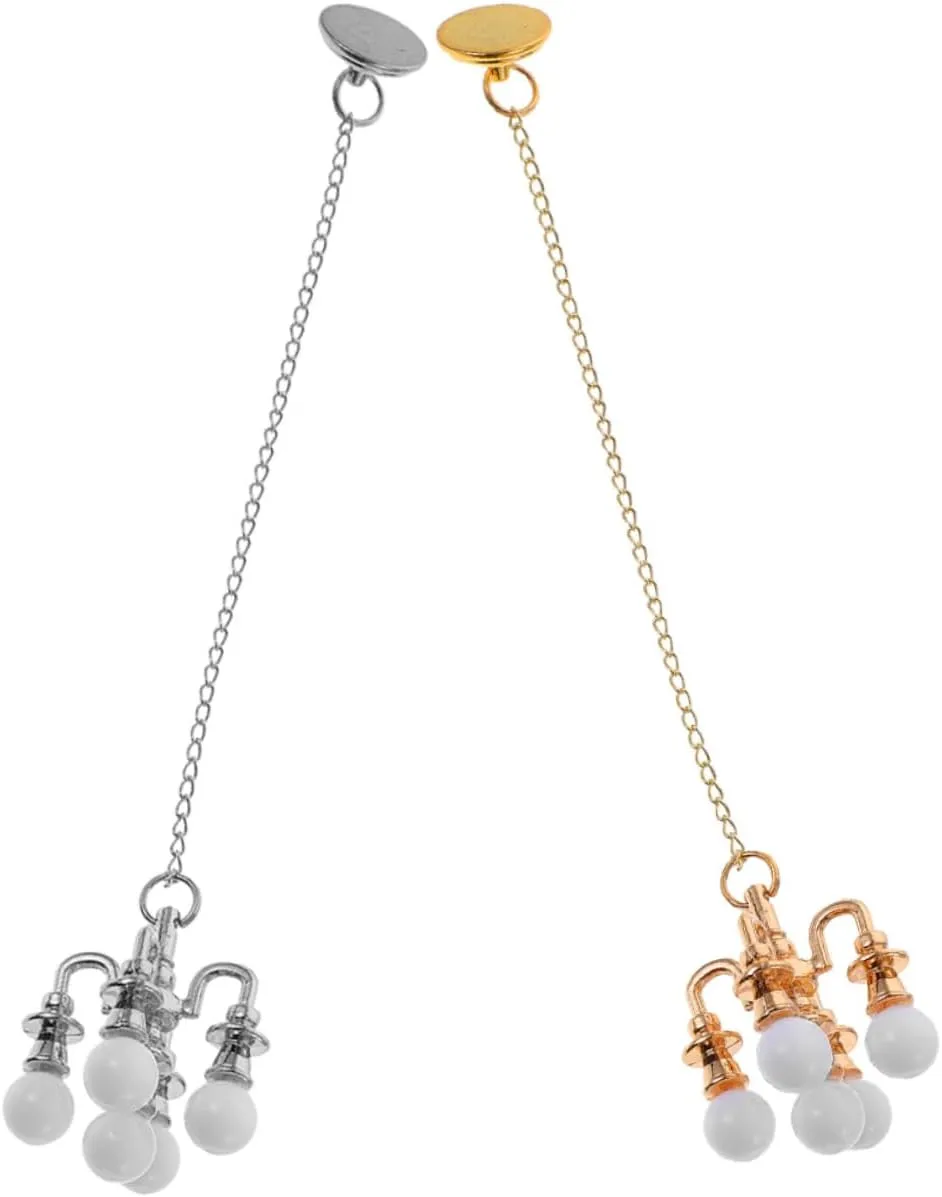 BESPORTBLE 2sets Miniature Living Room Decor Miniature Ceiling Lamp Doll House Chandelier 2pcs*2