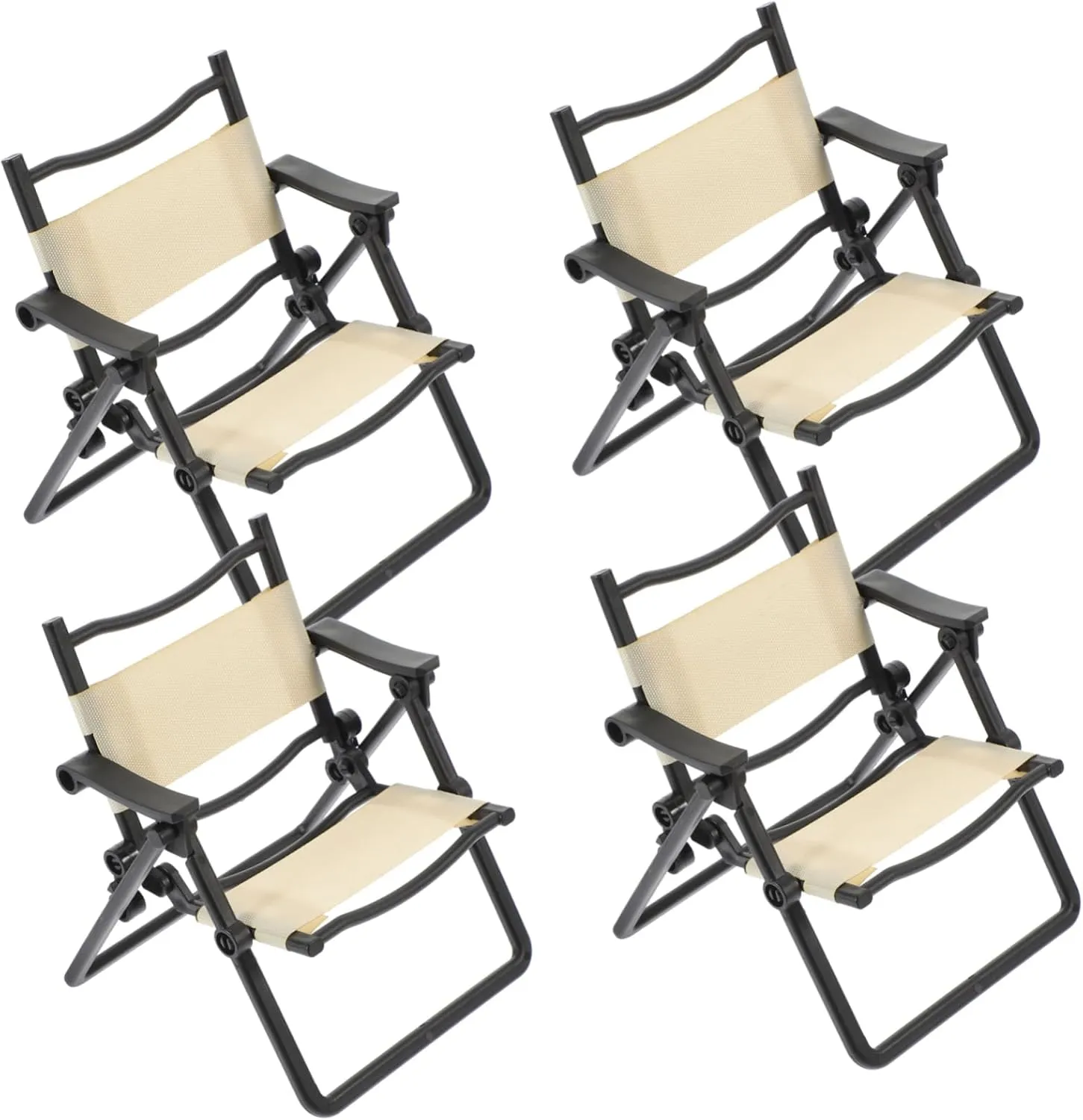 BESPORTBLE 4Pcs Miniature Beach Chair Foldable Dollhouse Furniture Prop Compact Design for Dollhouse Decor Imaginative Play Lightweight Safe Materials