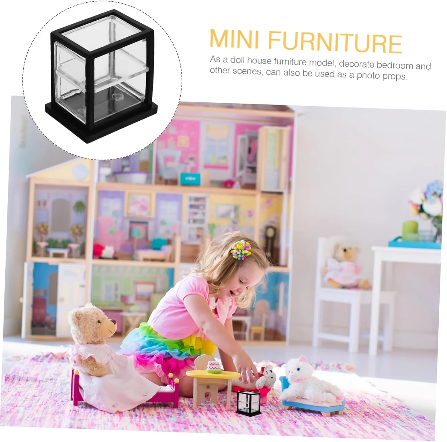BESPORTBLE 4sets 3pcs Miniature Bakery Display Cabinet Double Layer Transparent Doll House Cupboard for Cake and Dessert Decoration Cute and Compact Dollhouse Bakery Model Showcase 3pcs*4