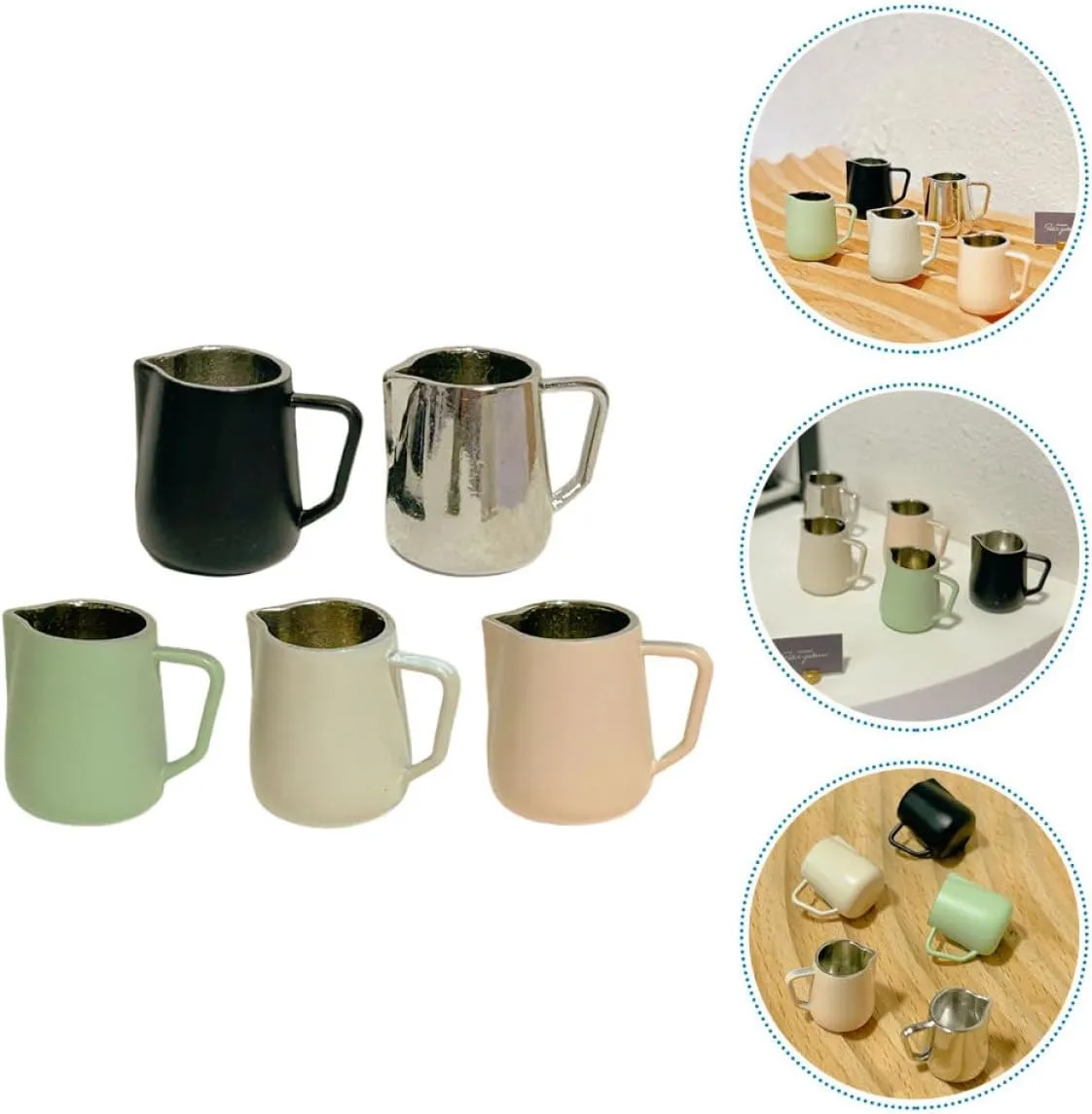 BESPORTBLE 4sets 5pcs Miniature Coffee Cups Tiny Espresso Jugs for Dollhouse Decor Almond and Natural Mini House Layout Props and Present Idea 5pcs*4