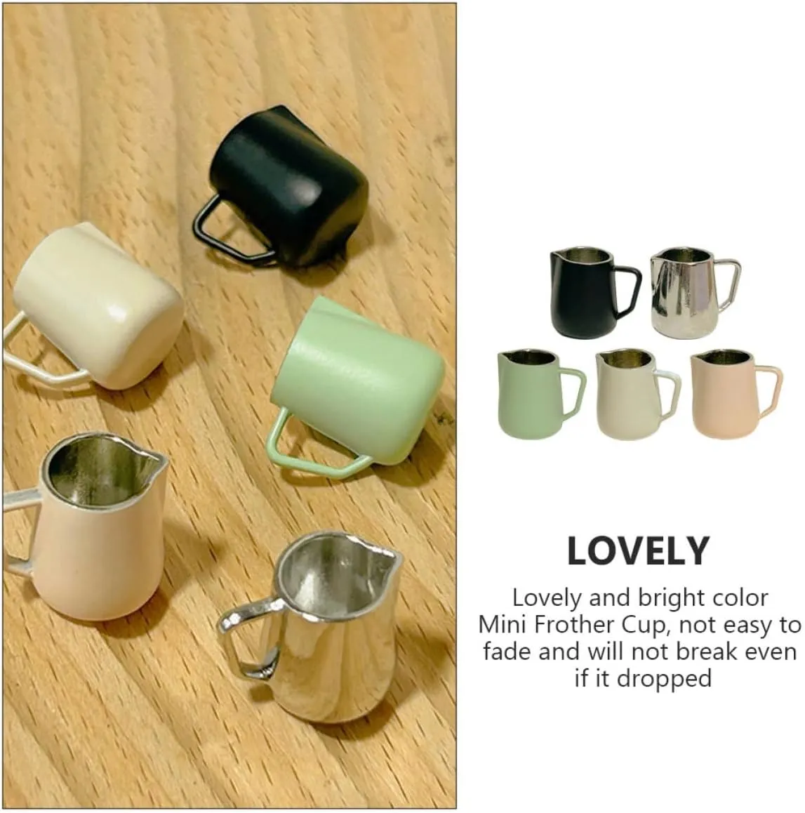 BESPORTBLE 4sets 5pcs Miniature Coffee Cups Tiny Espresso Jugs for Dollhouse Decor Almond and Natural Mini House Layout Props and Present Idea 5pcs*4