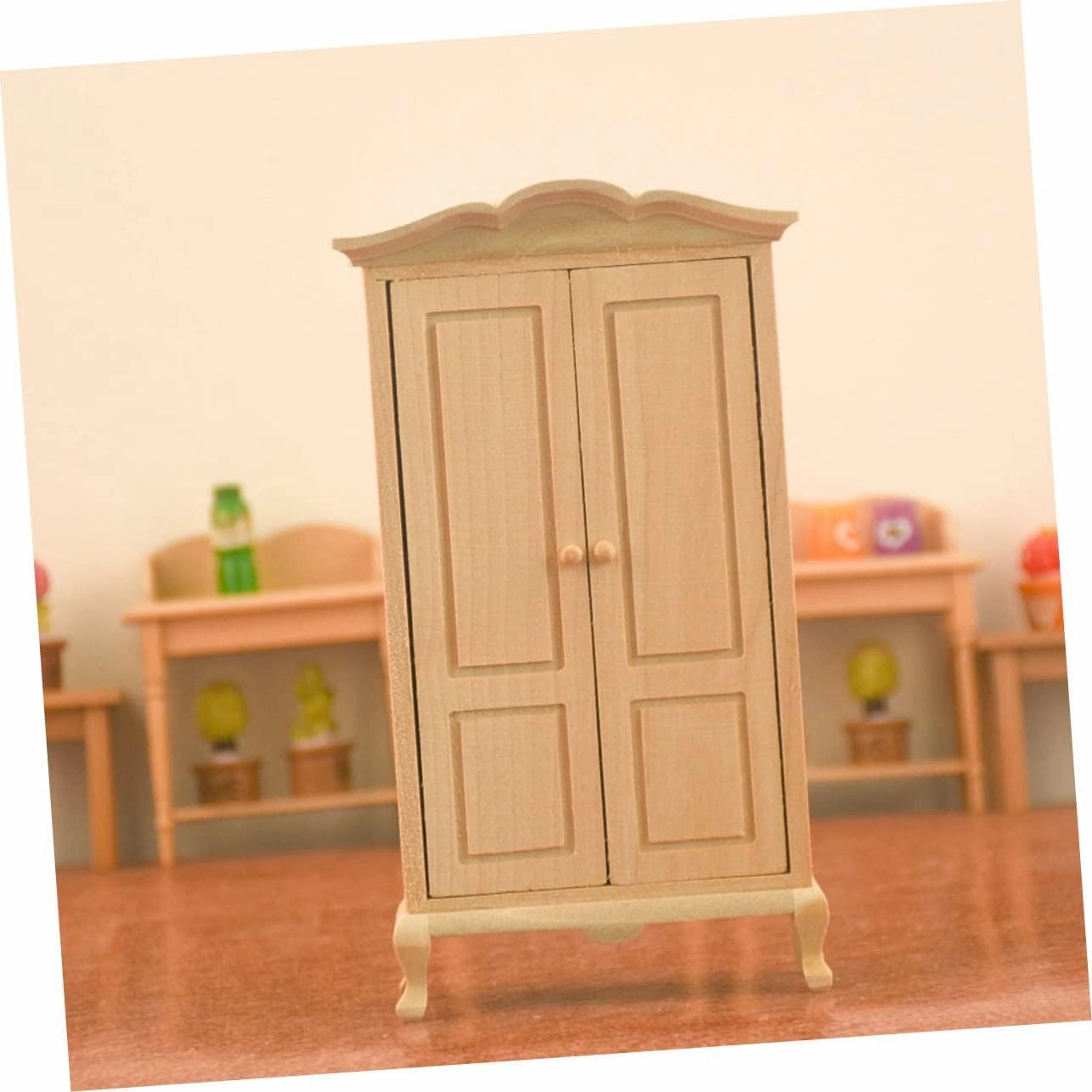 BESPORTBLE 2 Pcs Dollhouse Miniature Ornament Mini House Building Kit Miniature Wardrobe Model Cute Room Decor Wooden Mini House