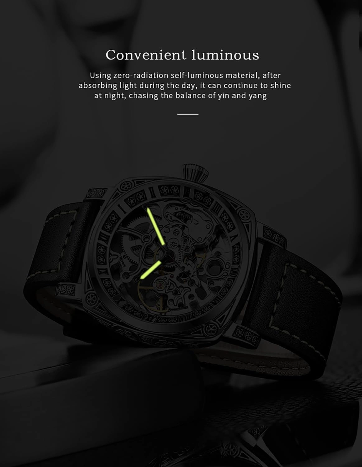 BESTKANG Mens Automatic Watch Skeleton Self Winding Watch Waterproof Luminous Luxury Dress Wrist Watches