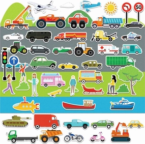 BEUNITONE 80 Pcs Vehicle Felt Board Story Pieces Large Transportation Pieces for Flannel Board for Little One Early Learning Interactive Play Kit for Birthday Gifts Wall Hanging