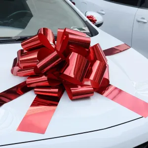 Big Car Bow Metallic Red, 20 inch Round Shape Present Bows, Birthday Bow, Giant Bow for Cars Decor New Houses, Big Bow Huge Car Bow for Present, Easter Bows for Cars, Wrapping Bows