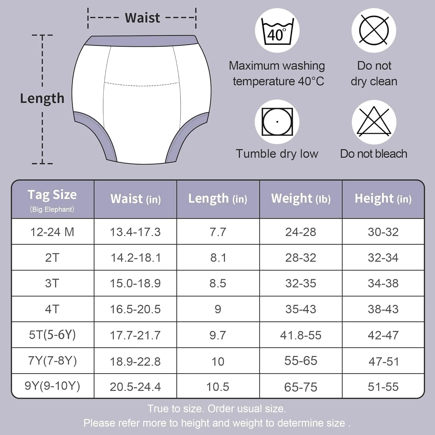 BIG ELEPHANT Potty Training Underwear - 10 Pack, 100% Cotton Absorbent Unisex Toddler Pee Pants for Boys Girls