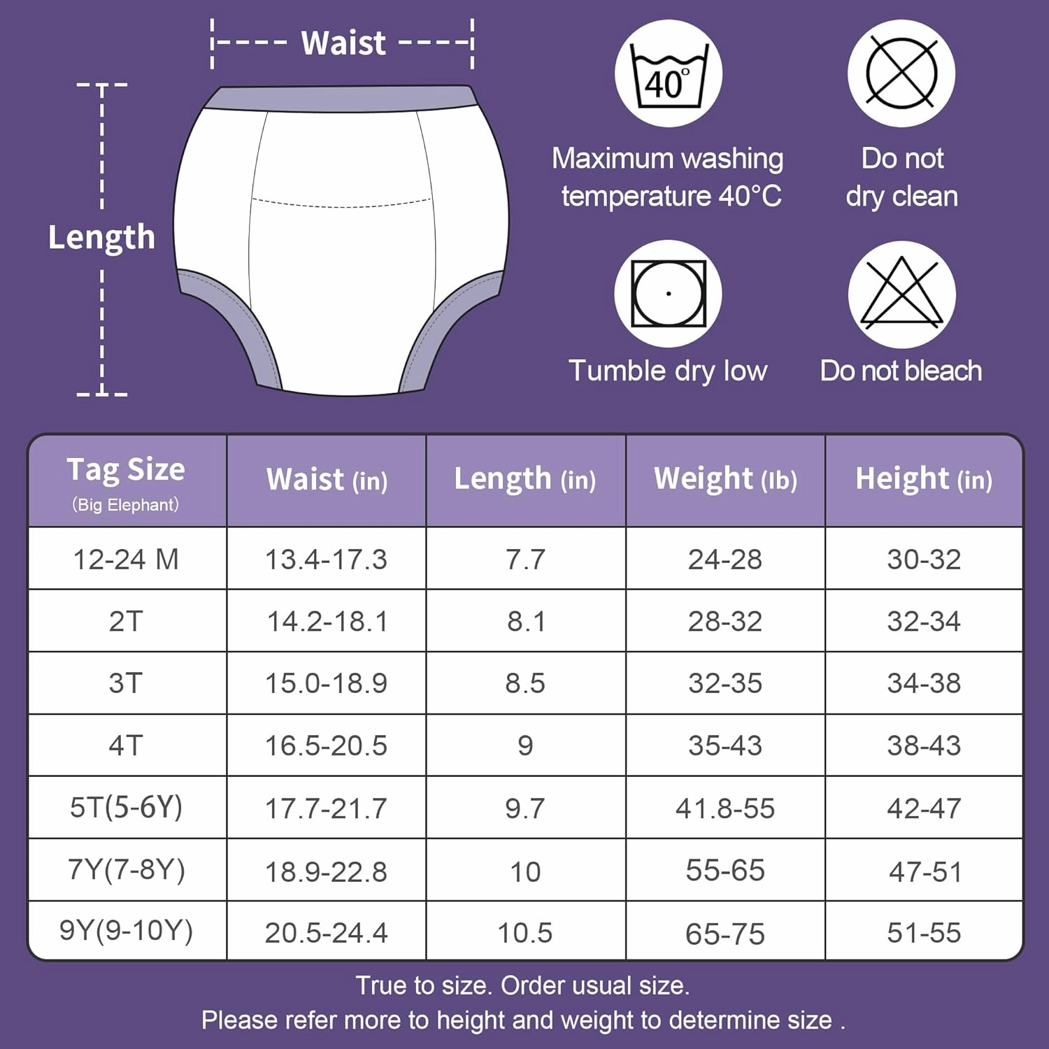 BIG ELEPHANT Potty Training Underwear - 10 Pack, 100% Cotton Absorbent Unisex Toddler Pee Pants for Boys Girls