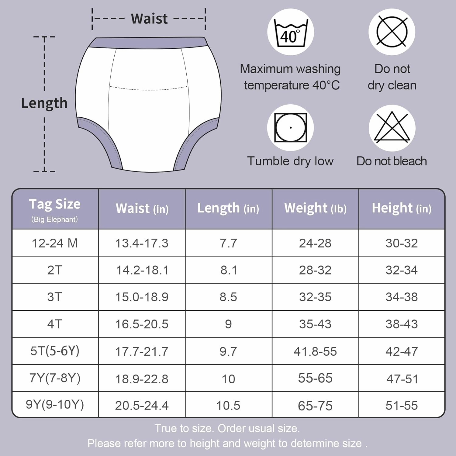 BIG ELEPHANT Potty Training Underwear - 10 Pack, 100% Cotton Absorbent Unisex Toddler Pee Pants for Boys Girls