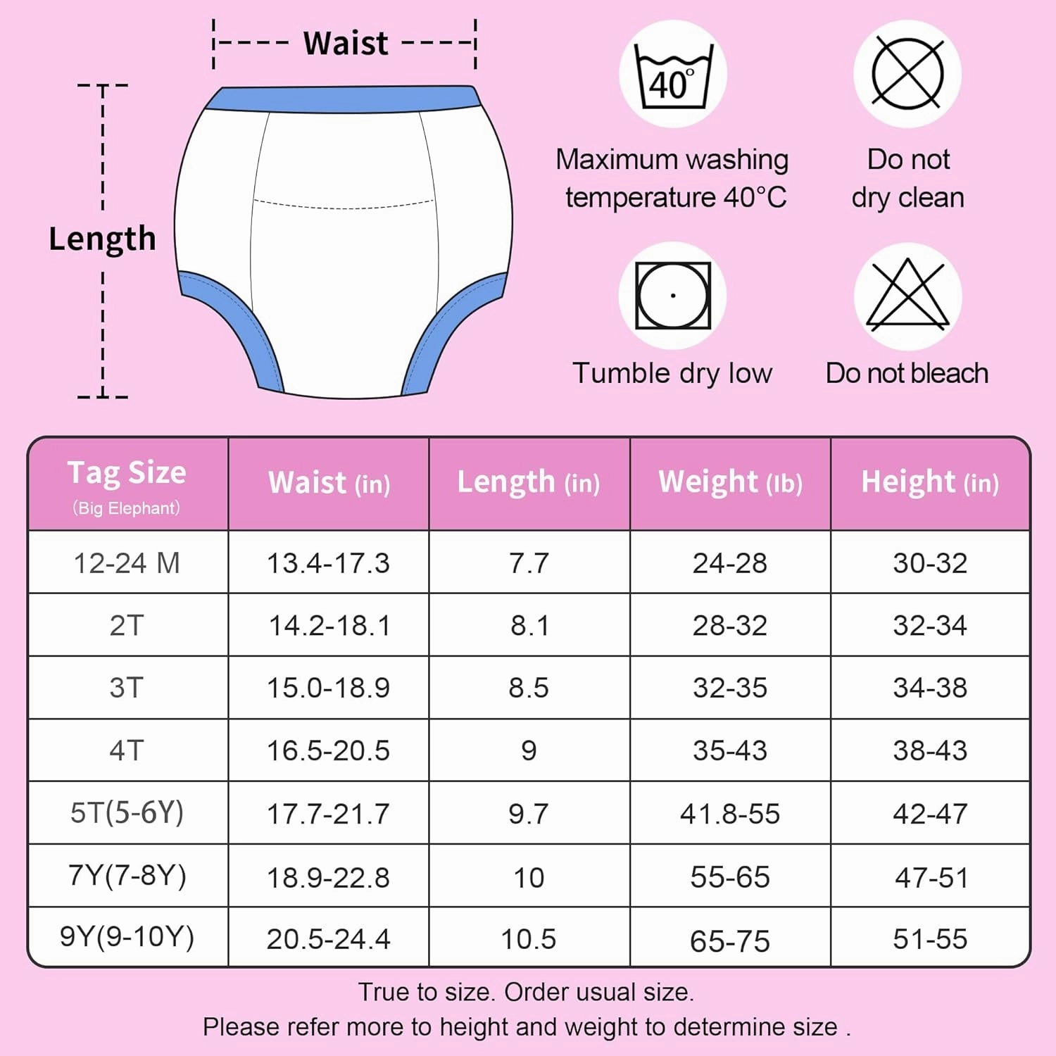 BIG ELEPHANT Potty Training Underwear - 10 Pack, 100% Cotton Absorbent Unisex Toddler Pee Pants for Boys Girls