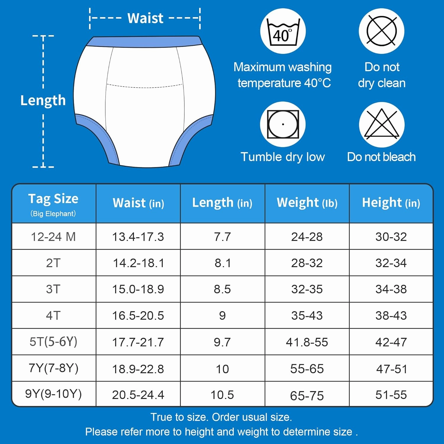 BIG ELEPHANT Potty Training Underwear - 10 Pack, 100% Cotton Absorbent Unisex Toddler Pee Pants for Boys Girls
