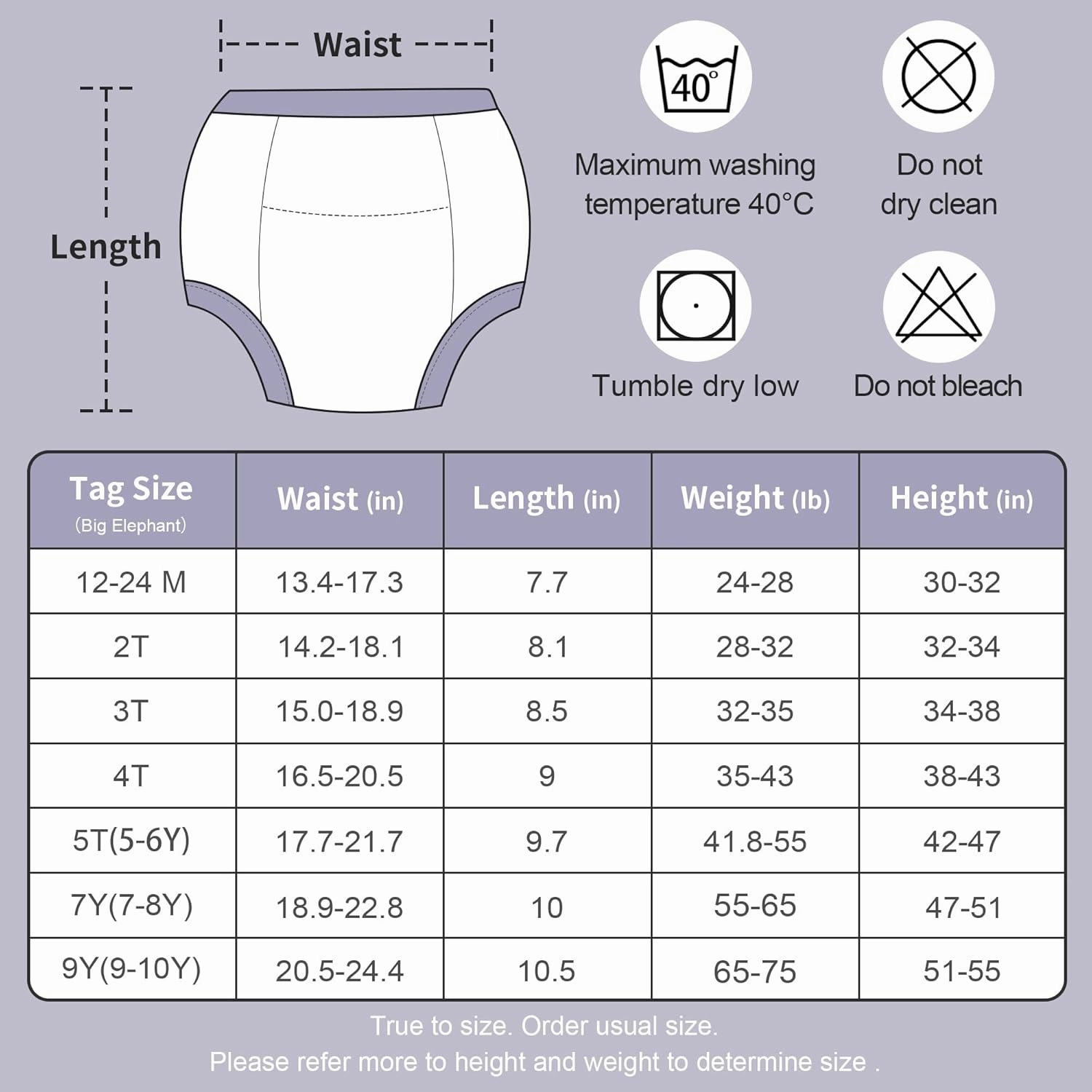 BIG ELEPHANT Potty Training Underwear - 10 Pack, 100% Cotton Absorbent Unisex Toddler Pee Pants for Boys Girls