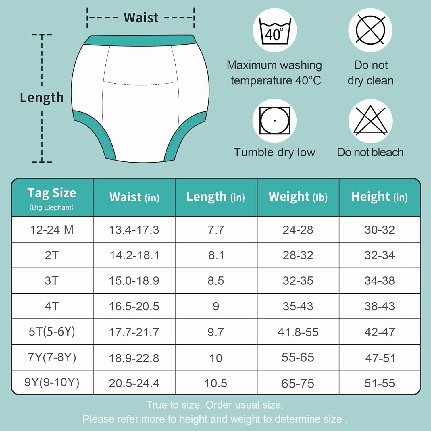 BIG ELEPHANT Potty Training Underwear - 10 Pack, 100% Cotton Absorbent Unisex Toddler Pee Pants for Boys Girls