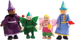 Bigjigs Toys Wooden Fantasy Dolls - Wood Doll House Figures, Playset