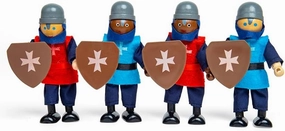 Bigjigs Toys Medieval Wooden Toy Knights - 4 Knights Doll Set for Wooden Castle, Medieval Dolls House People, Doll's Playsets