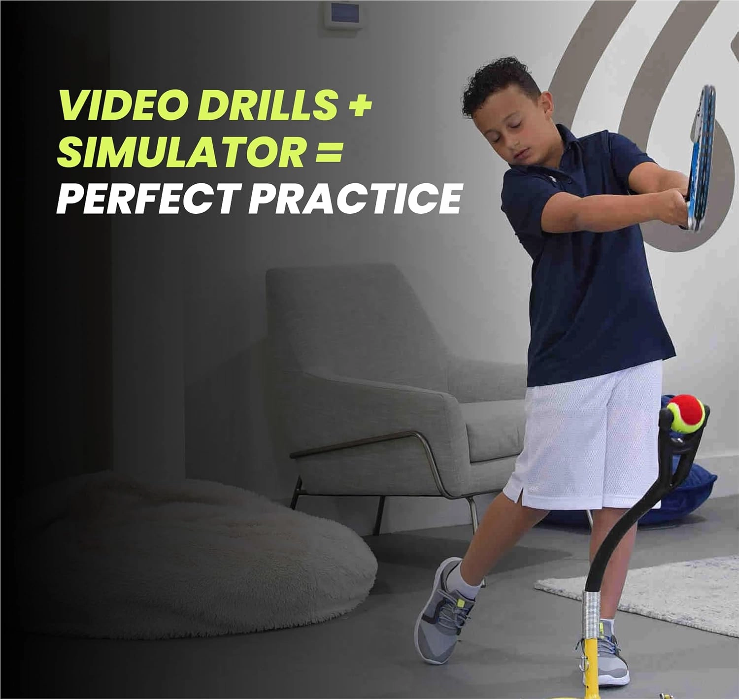 BILLIE JEAN KING'S Eye Coach Tennis Training Aid - Practice on a Moving Ball in Your Own Home, No Court Needed, No Ball Pickup - Junior, Pro, and Family Models, for Kids, Adults