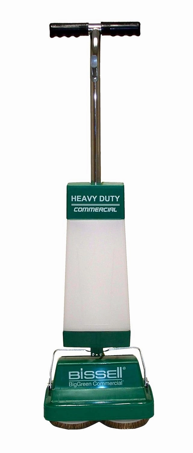 BiSSEll BigGreen BGFS5000 Portable Two Brush Floor Scrubber & Polisher, 13" W x 7" D x 44" H, White & Green