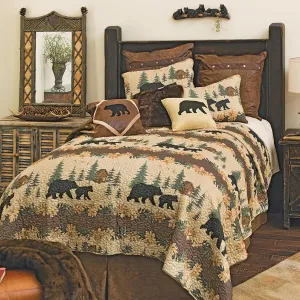 Black Forest Décor Rustic King Size Comforter Set – Cabin Theme Bedding with Bear and Wildlife Prints, Cozy and Warm Country Lodge Quilt