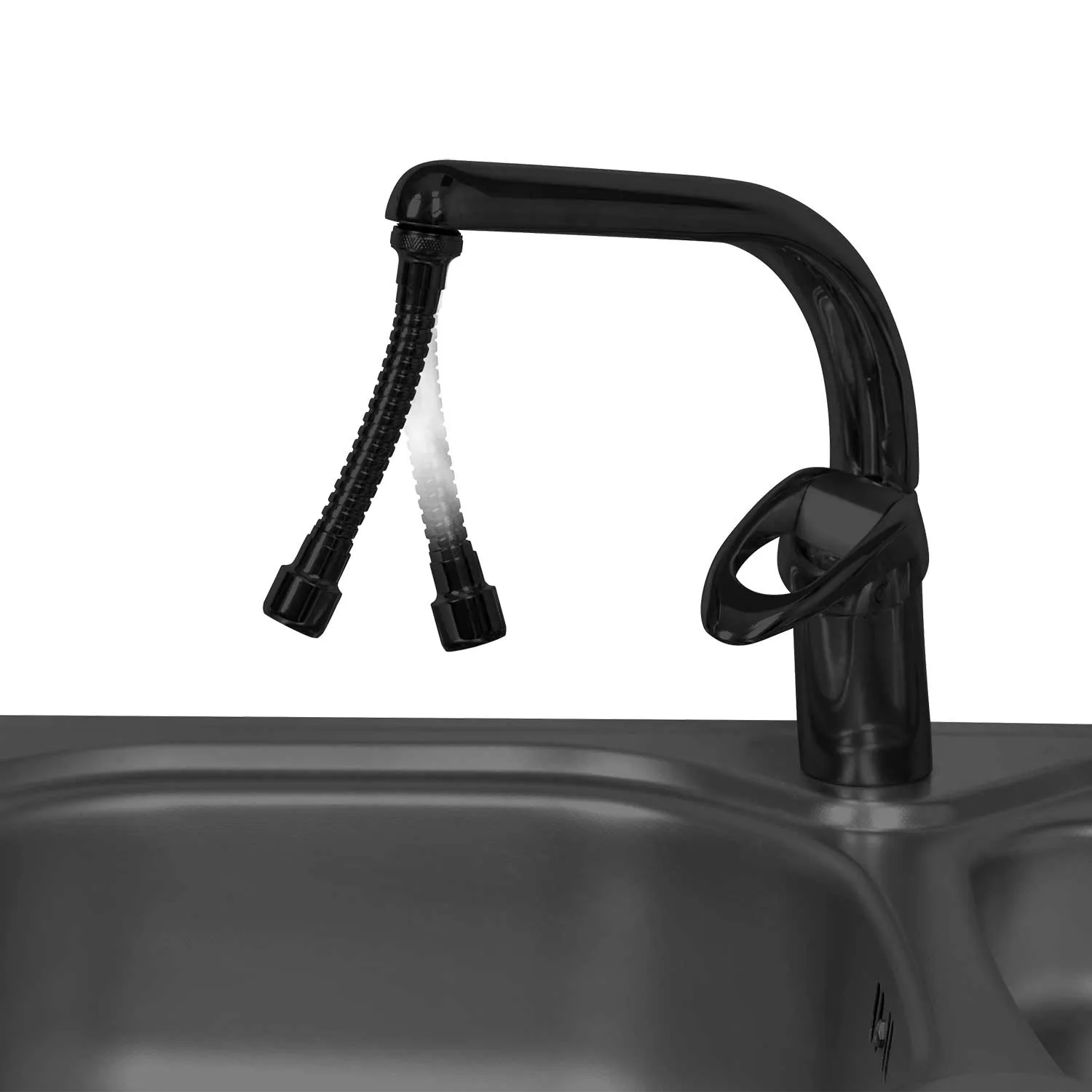 Black Kitchen Tap Aerator Flexible Nozzle Sprayer Faucet Spout Extension 22mm 24mm